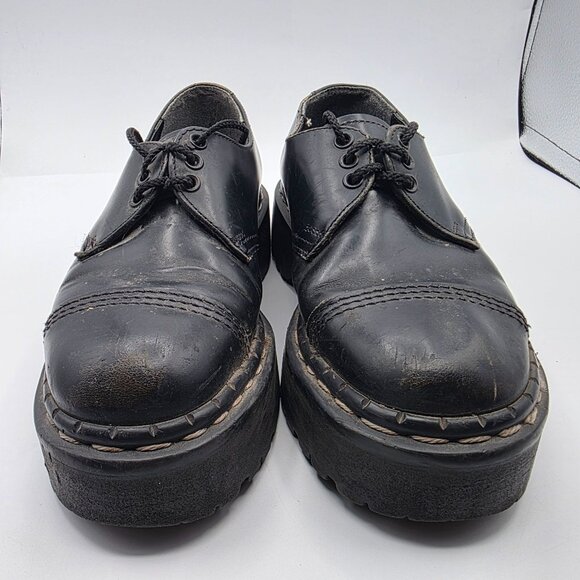 Gripfast Womens Black Platform Shoes Size 5 Made In England Leather Gothic - Picture 2 of 14